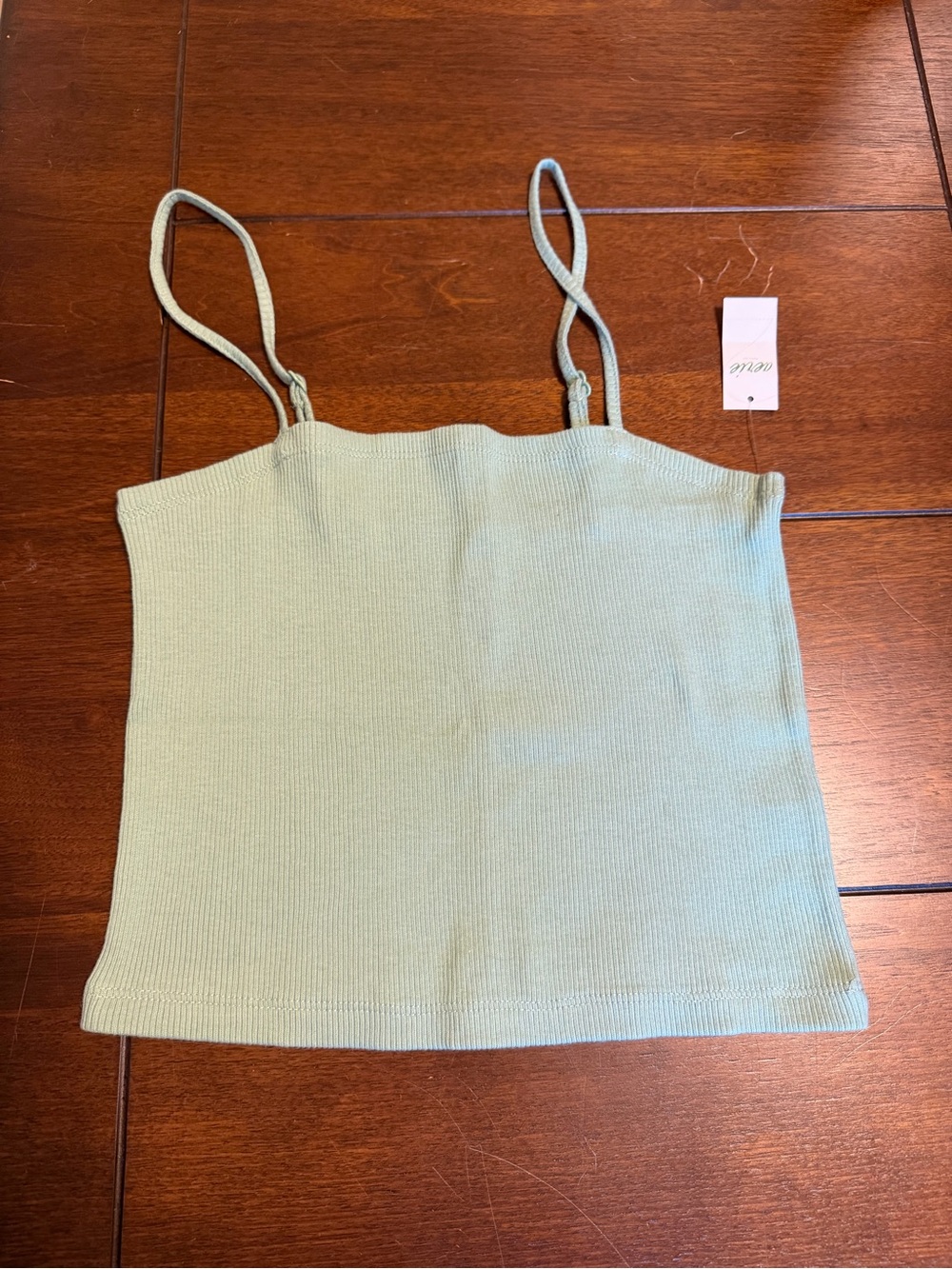 aerie Sage Green Ribbed Spaghetti Strap Camisole